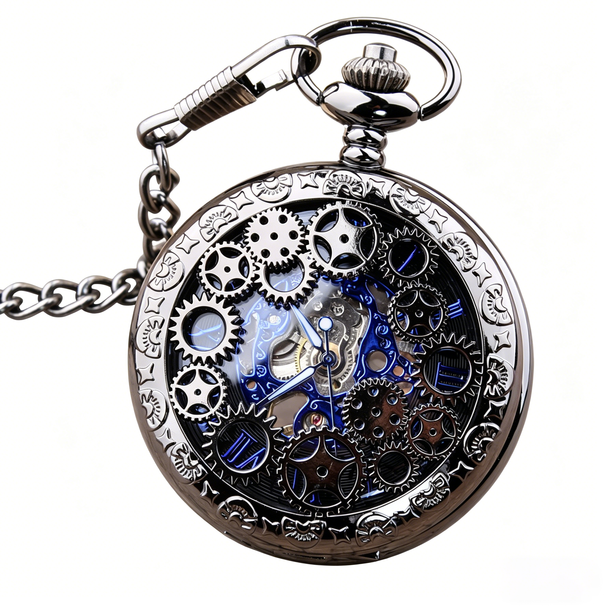 Vintage Hollow Flip Cover Mechanical Pocket Watch